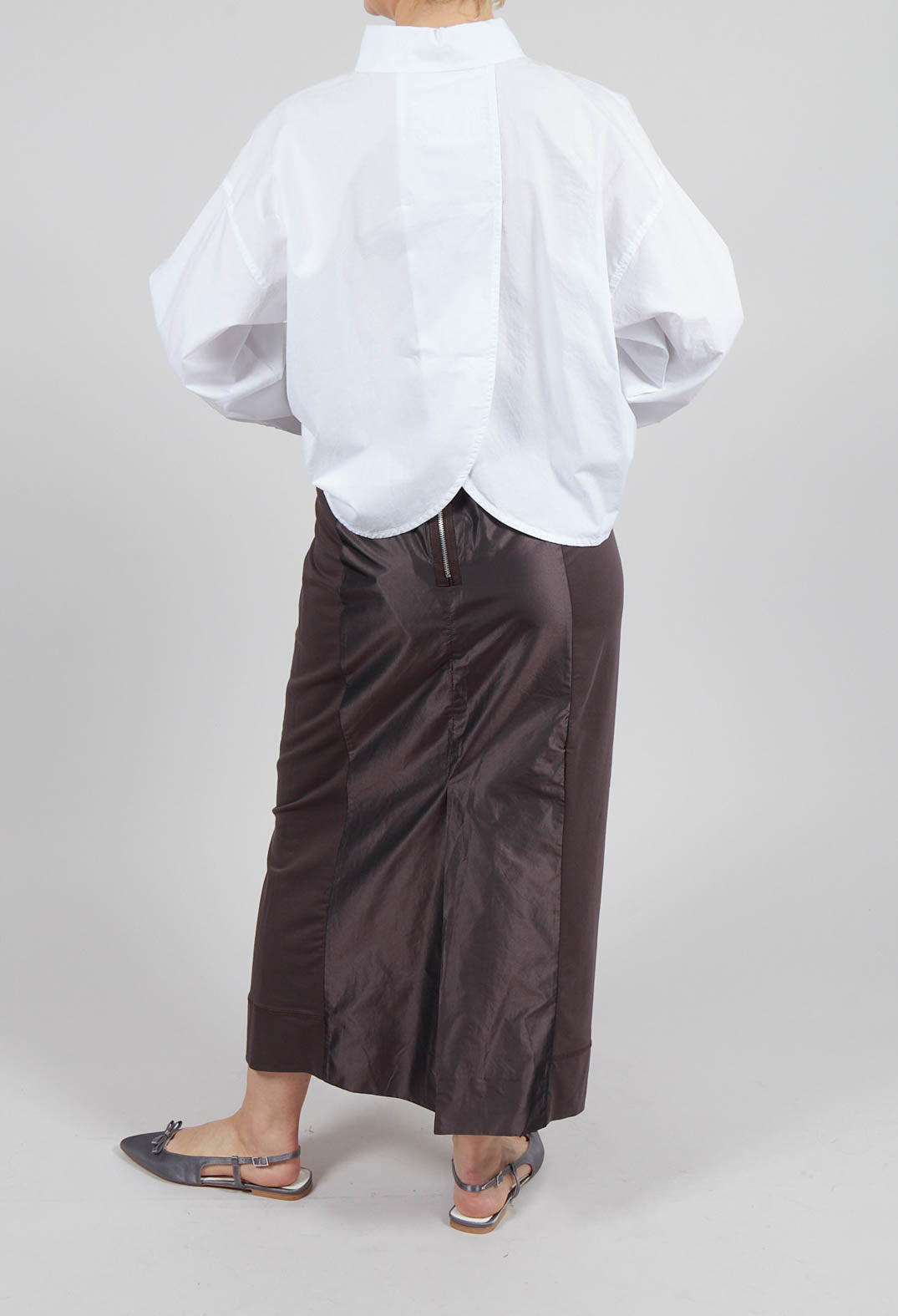 Skirt with Contrasting Panel at Back in Plum