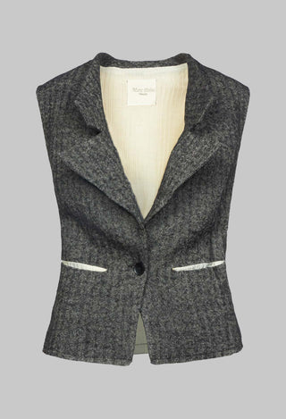 Waistcoat with Contrasting Back in Grey and Cream