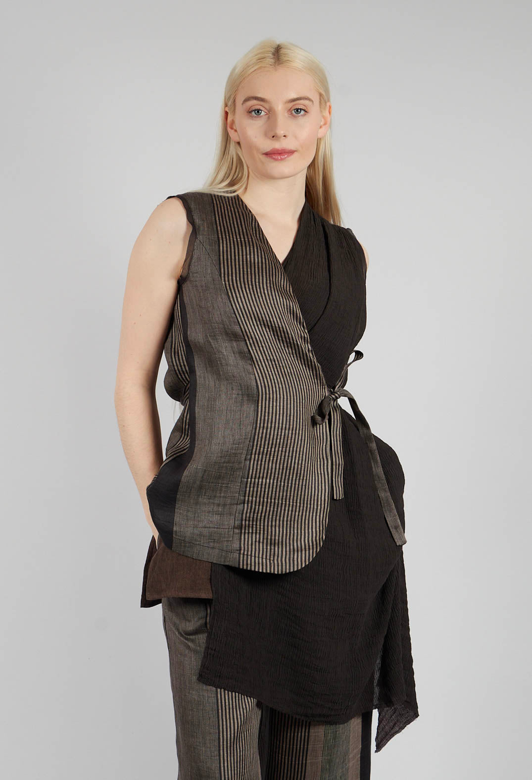 Waistcoat with Drape in Rigato