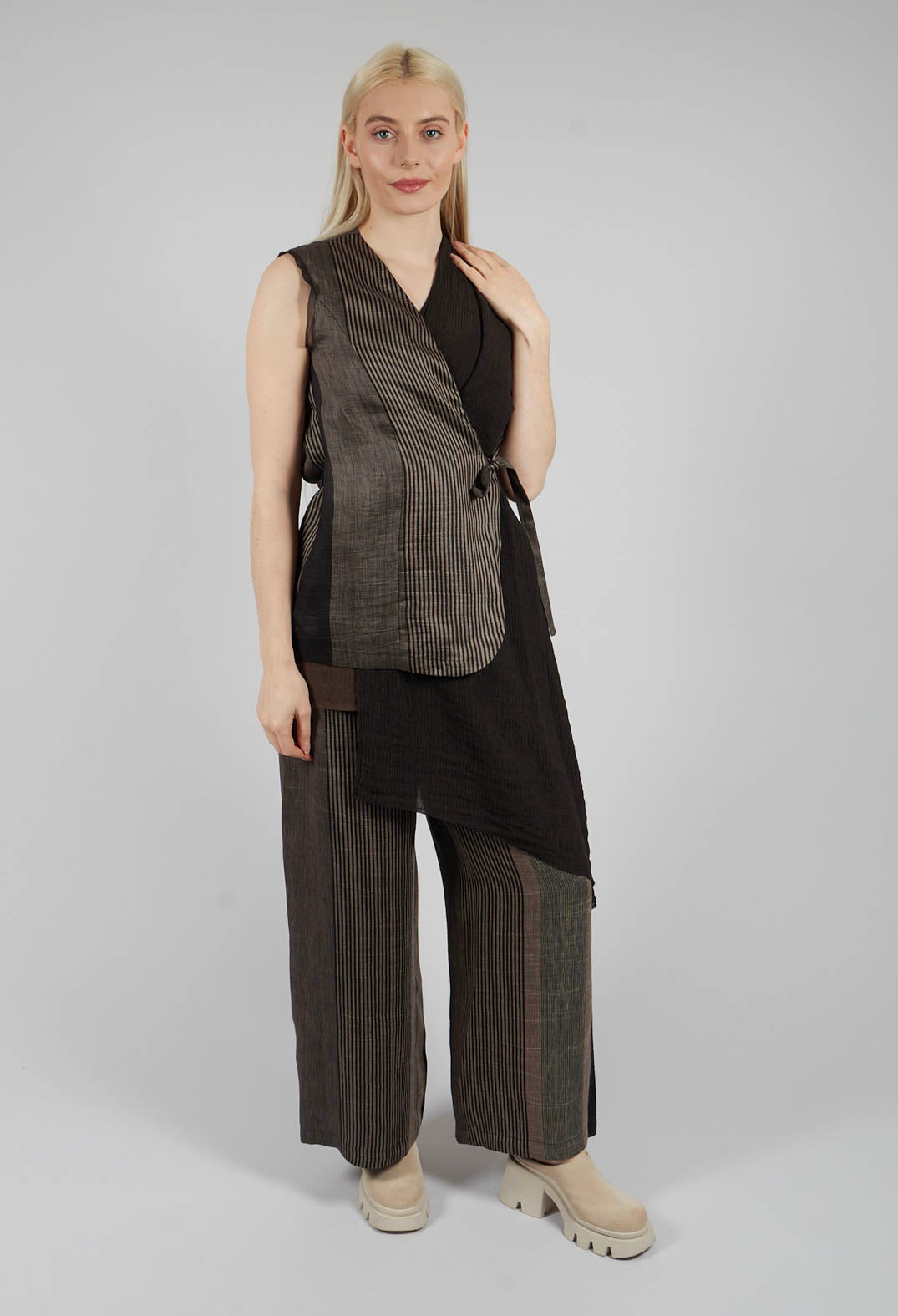 Waistcoat with Drape in Rigato