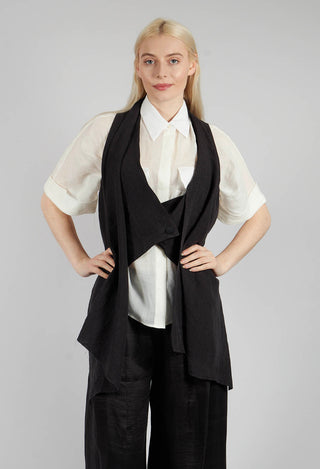 Waistcoat with Waterfall Hem in Nero