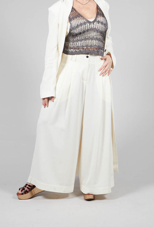 Wide Cropped Trousers in White