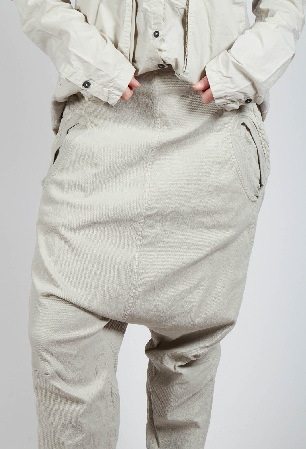 Wide Fabric Waistband Trousers in Eraser