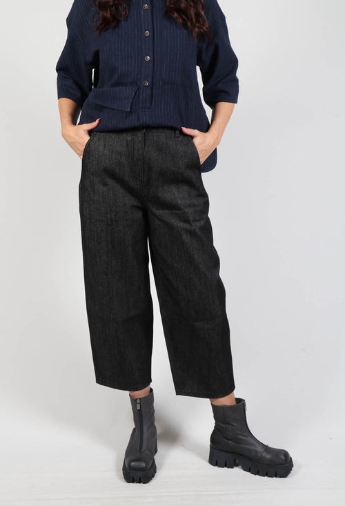 Wide Leg Capri Trousers in Grey