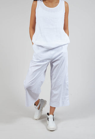 Wide Leg Cropped Trousers in White