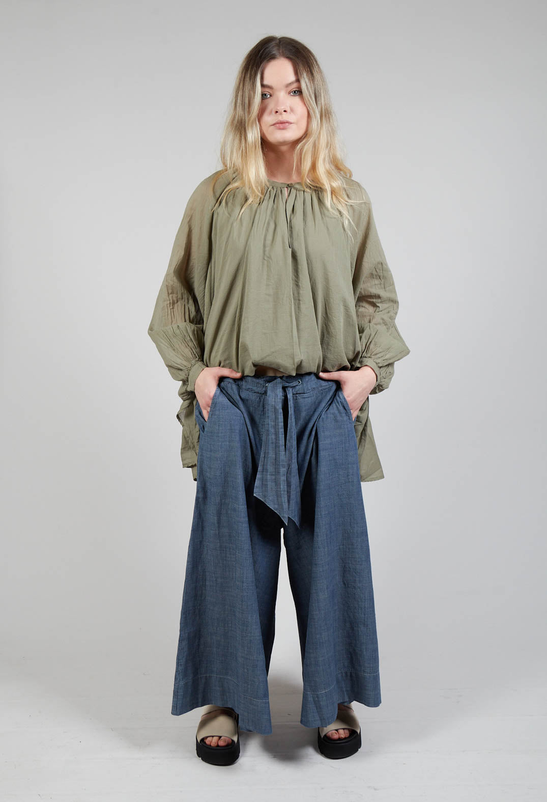 Wide Leg Culottes in Oyster Grey