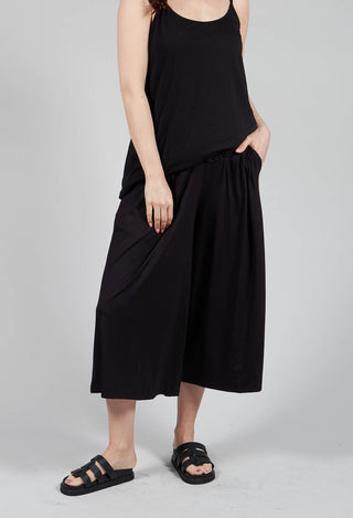 Wide Leg Jersey Trousers in Black