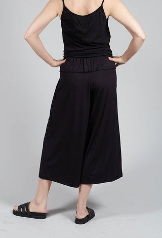 Wide Leg Jersey Trousers in Black