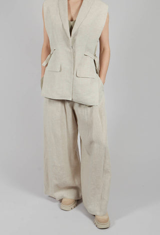 Wide Leg Linen Trousers in Naturale