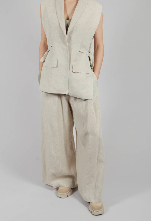 Wide Leg Linen Trousers in Naturale