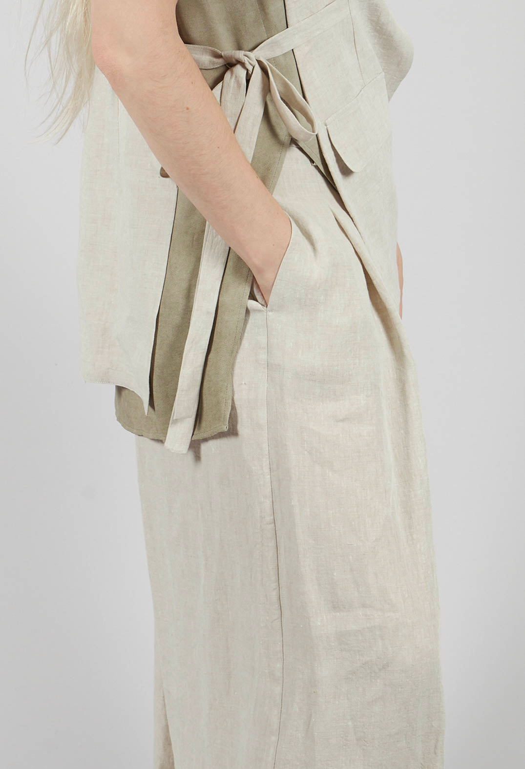 Wide Leg Linen Trousers in Naturale