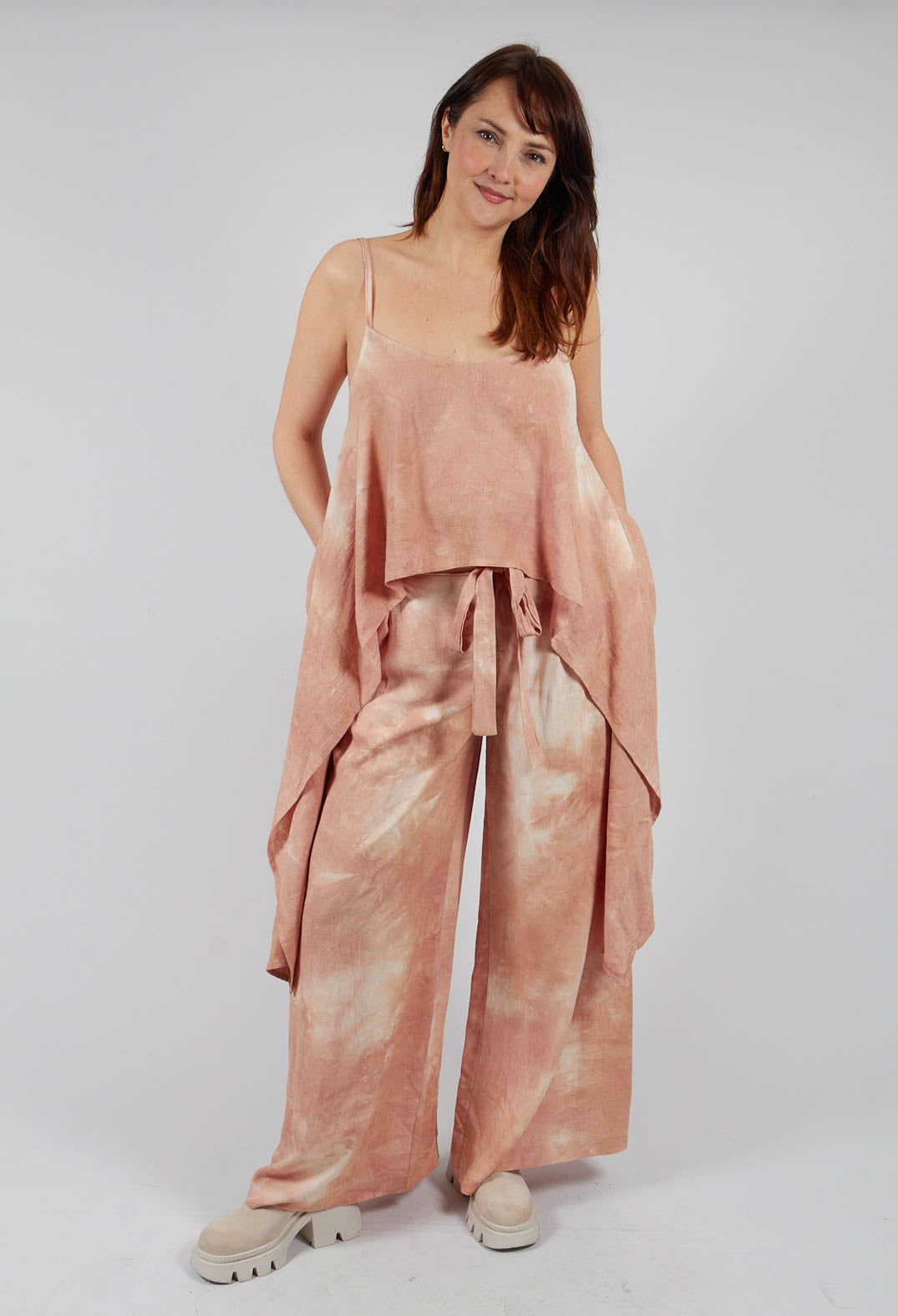 Wide Leg Linen Trousers in Sand