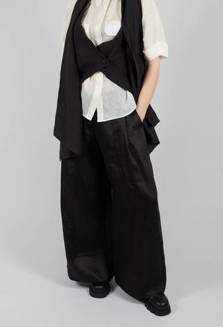 Wide Leg Plain Trousers in Nero