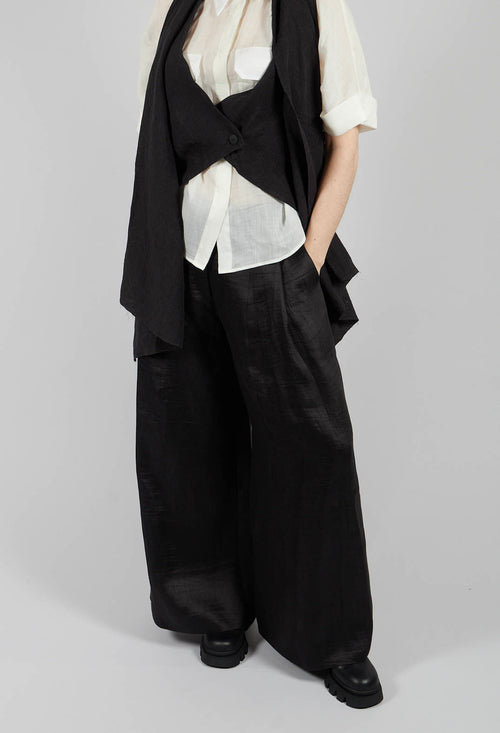 Wide Leg Plain Trousers in Nero