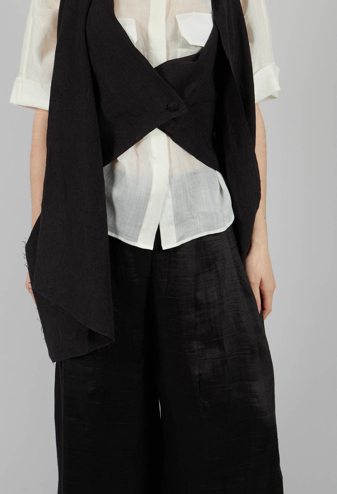Wide Leg Plain Trousers in Nero