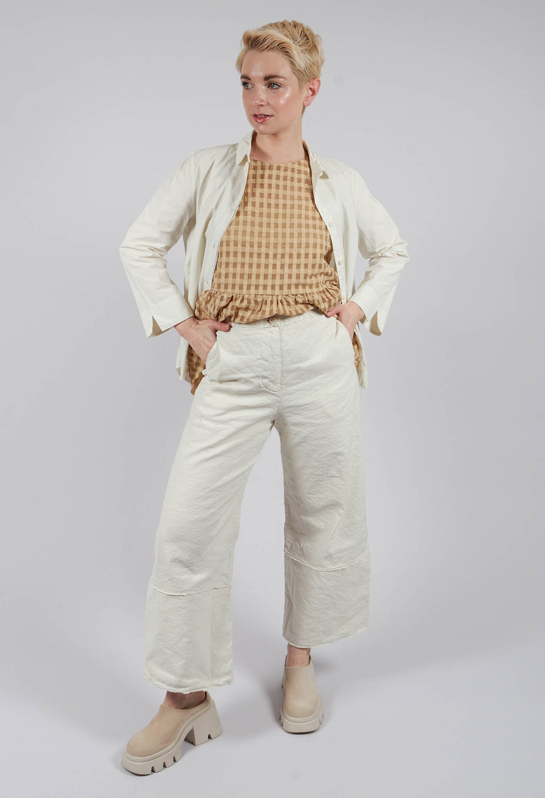 Wide Leg Trouser in Chalk