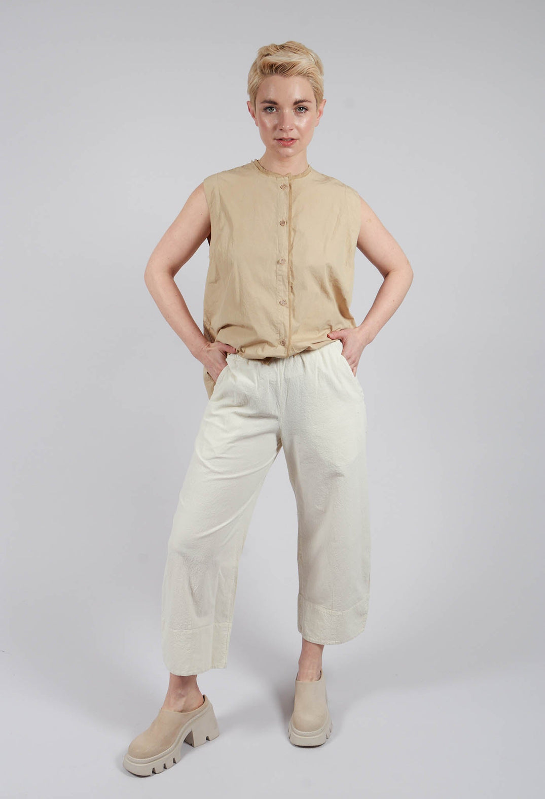 Wide Leg Trouser in Chalk