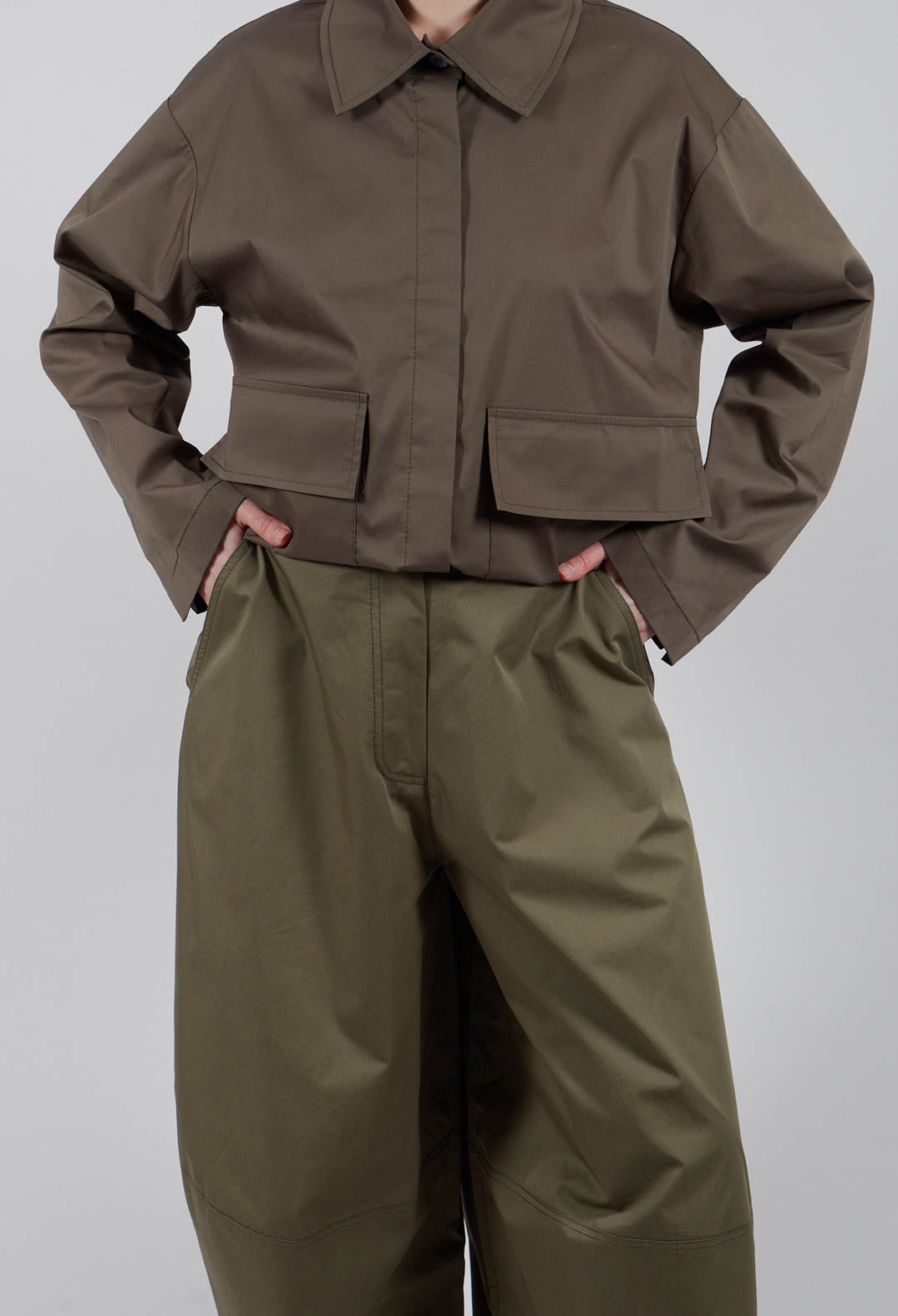 Wide Leg Trouser in Dark Khaki
