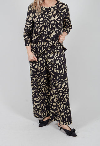 Wide Leg Trouser in Lark and Nero