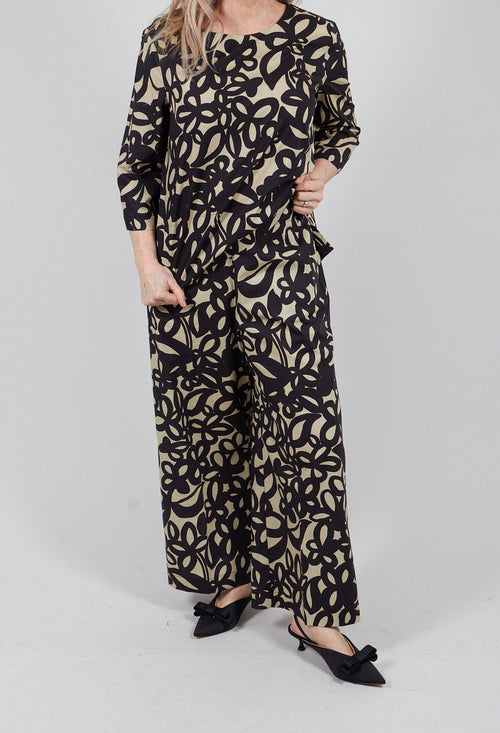Wide Leg Trouser in Lark and Nero