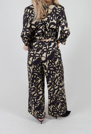 Wide Leg Trouser in Lark and Nero