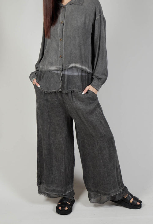 Wide Leg Trousers in Lino and Tinto Grey Storm