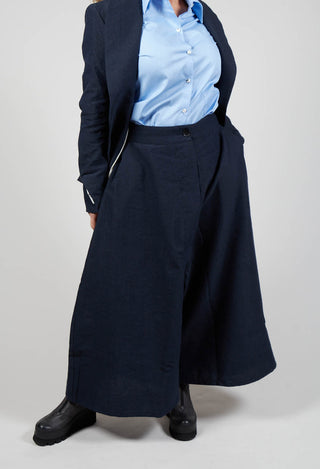 Wide Leg Trousers in Navy Blue