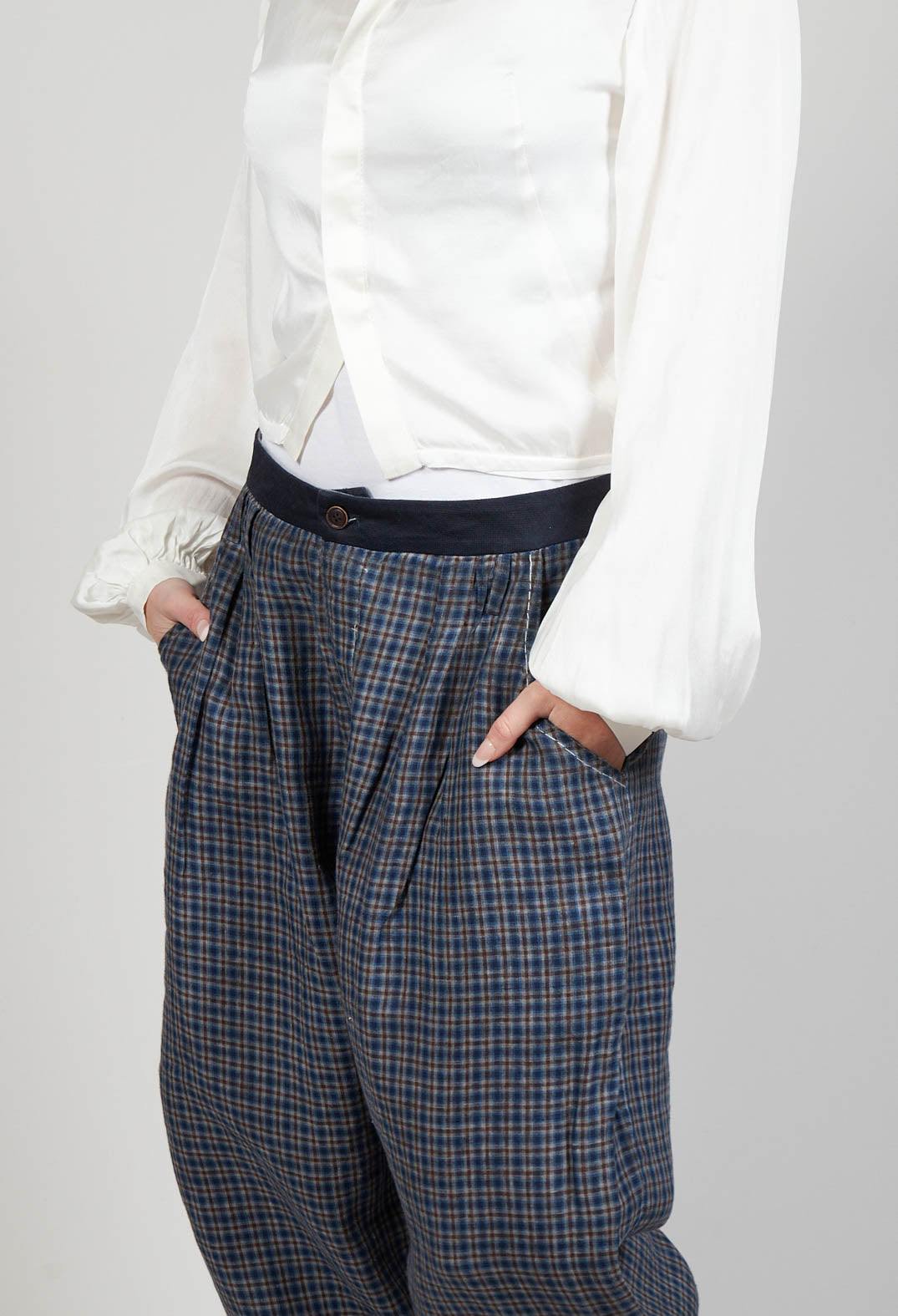 Wide Leg Trousers in Original Blue Check