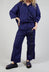 Wide Leg Trousers with Lettering Motif in Azur Print