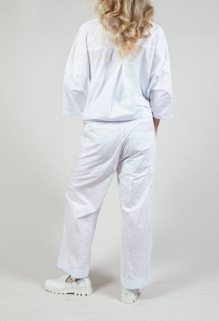 Wide Leg Trousers with Lettering Motif in White Print