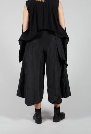 Wide Leg Trousers with Statement Zip in Black