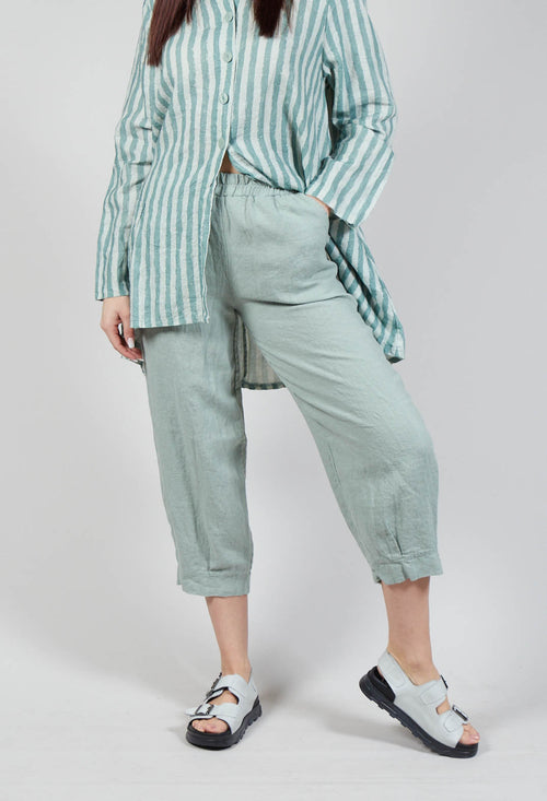 Wide Leg Turn Up Trousers in Mineral
