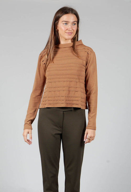 Wide Neck Stripe Sweater In Brown