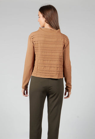 Wide Neck Stripe Sweater In Brown