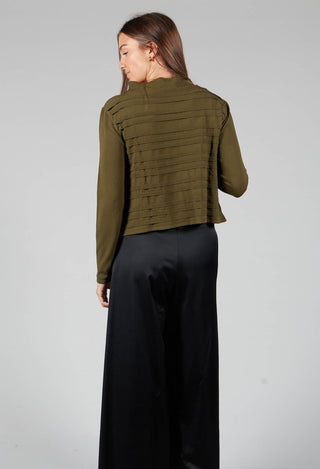 Wide Neck Stripe Sweater In Green