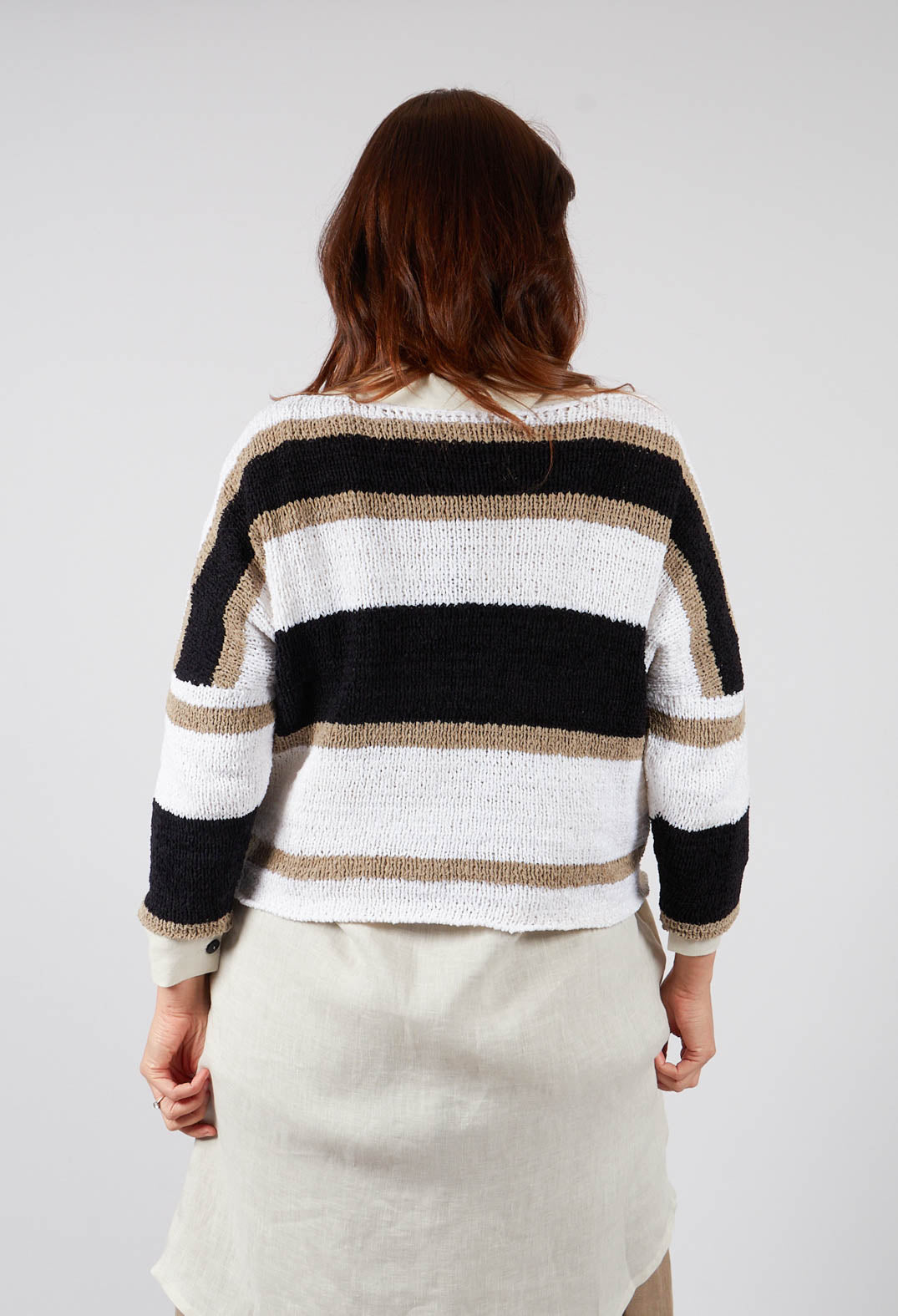 Wide Stripe Jumper in Taupe