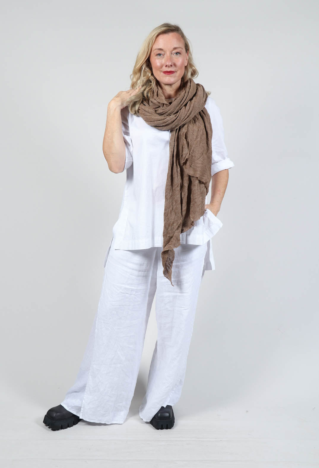 Wool Long Scarf in Original Brown