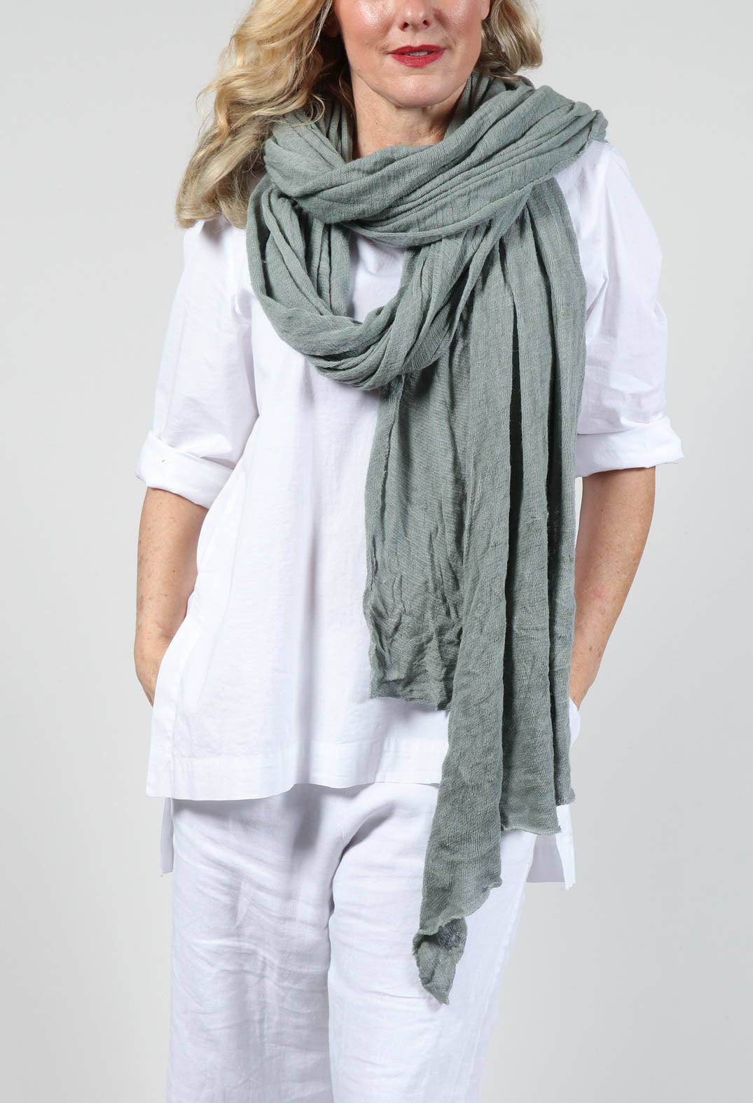 Wool Long Scarf in Original Green
