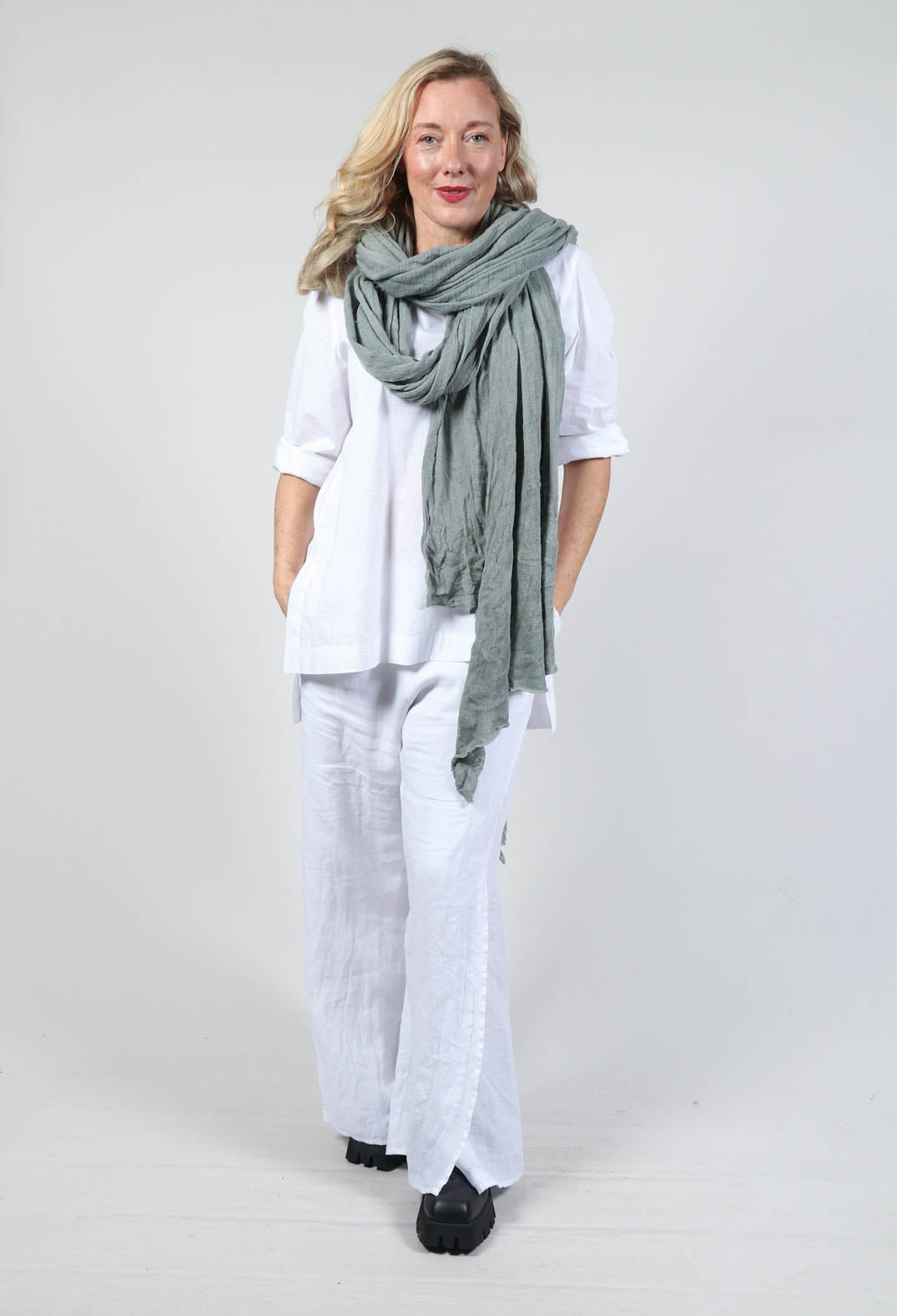 Wool Long Scarf in Original Green