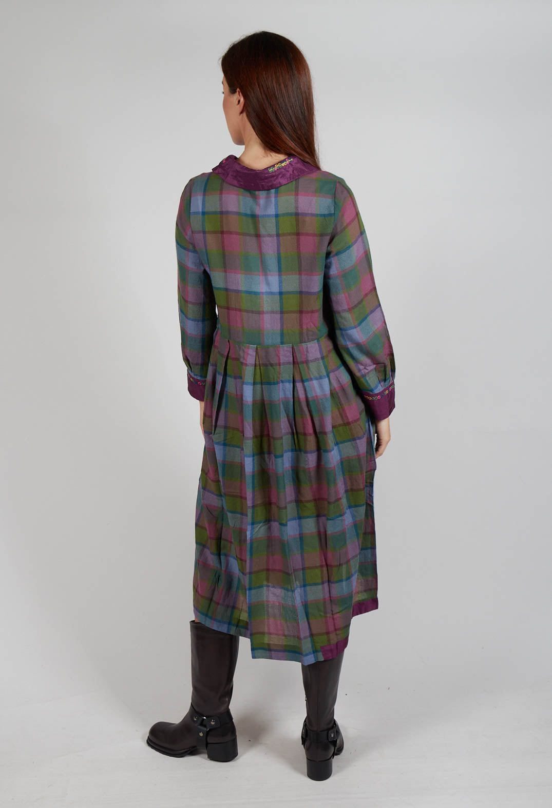 Wool Raven Dress in Multicolour Check