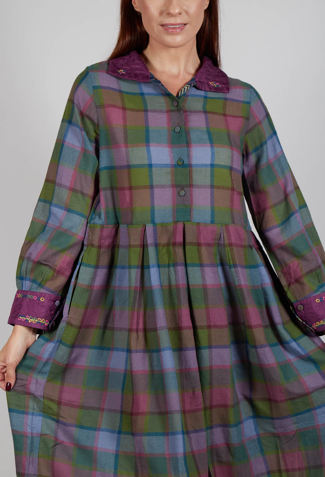 Wool Raven Dress in Multicolour Check