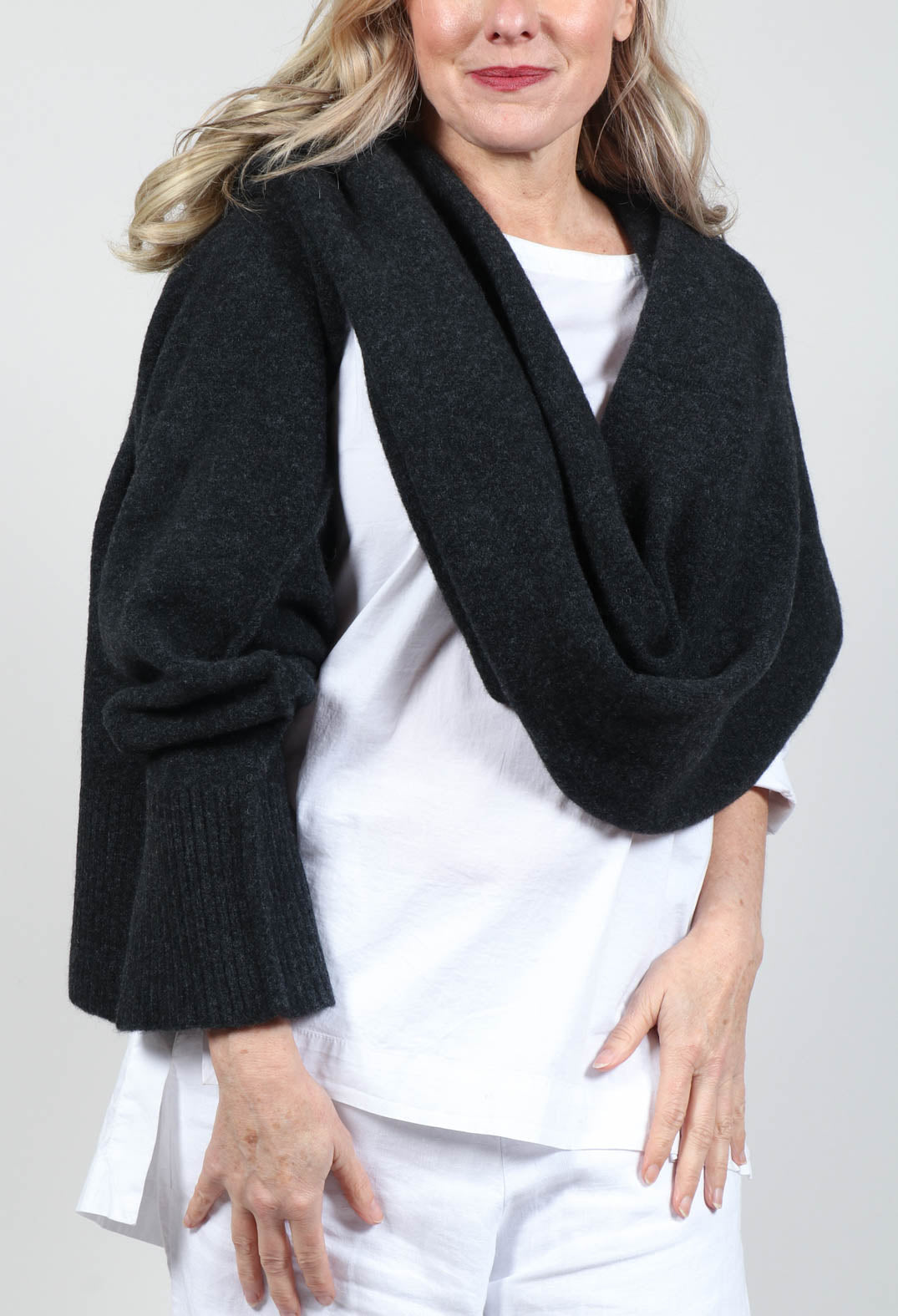 Wrap Around Scarf with Sleeve in Graphite