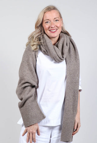 Wrap Around Scarf with Sleeve in Taupe