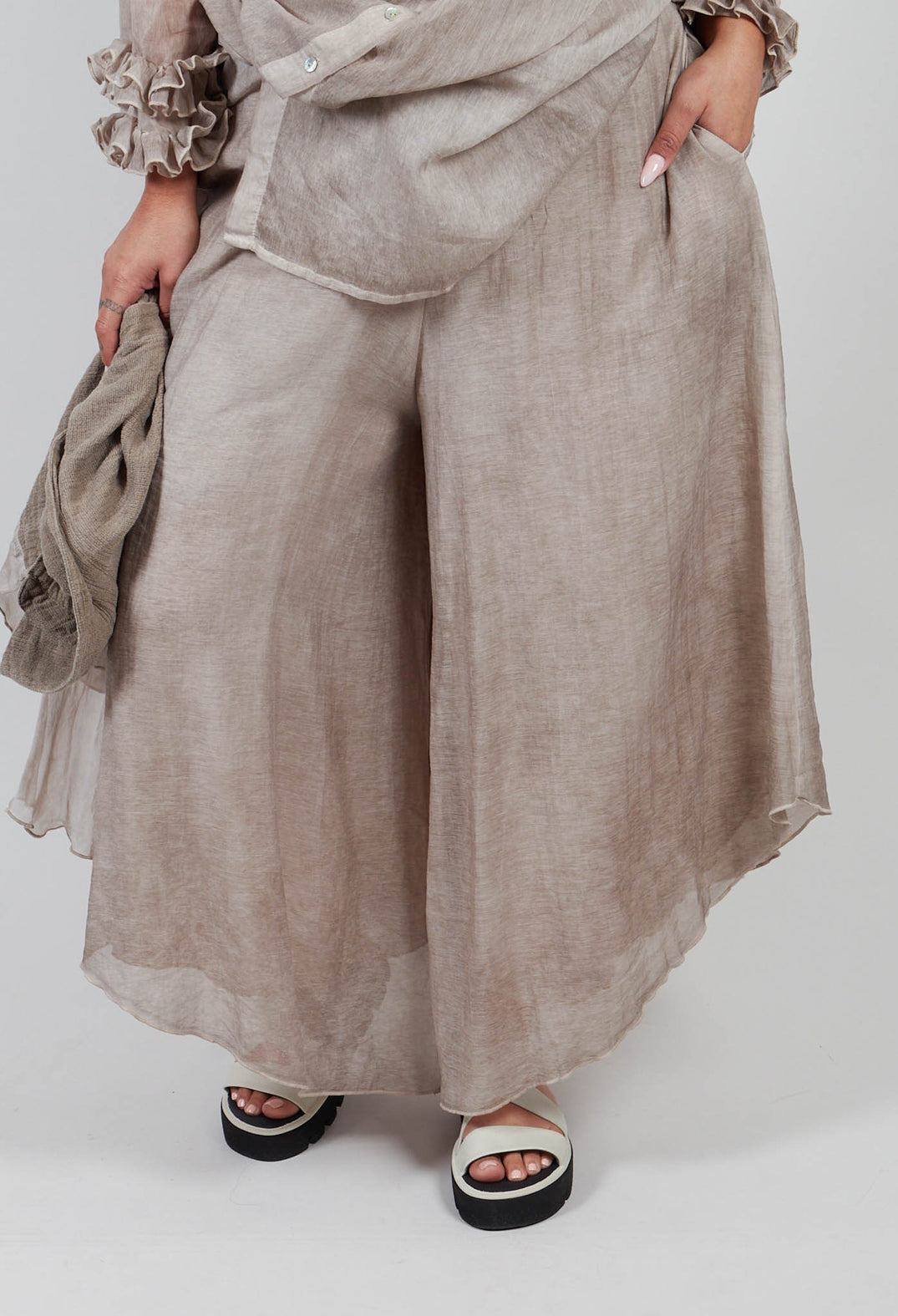 Asymmetric Trousers in Mushroom