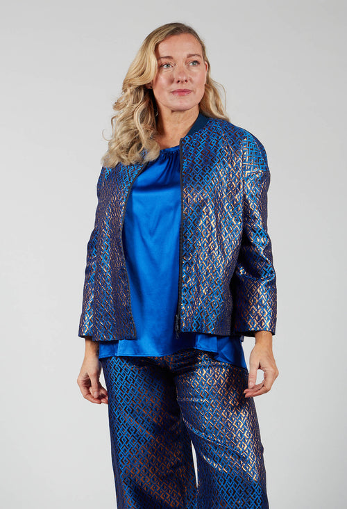 Printed Bomber Jacket in Sapphire
