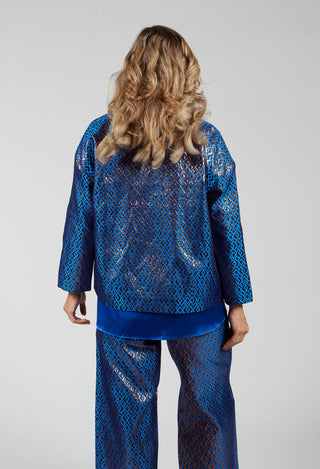 Printed Bomber Jacket in Sapphire