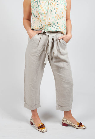Straight Leg Trousers with Tie Front in Fawn