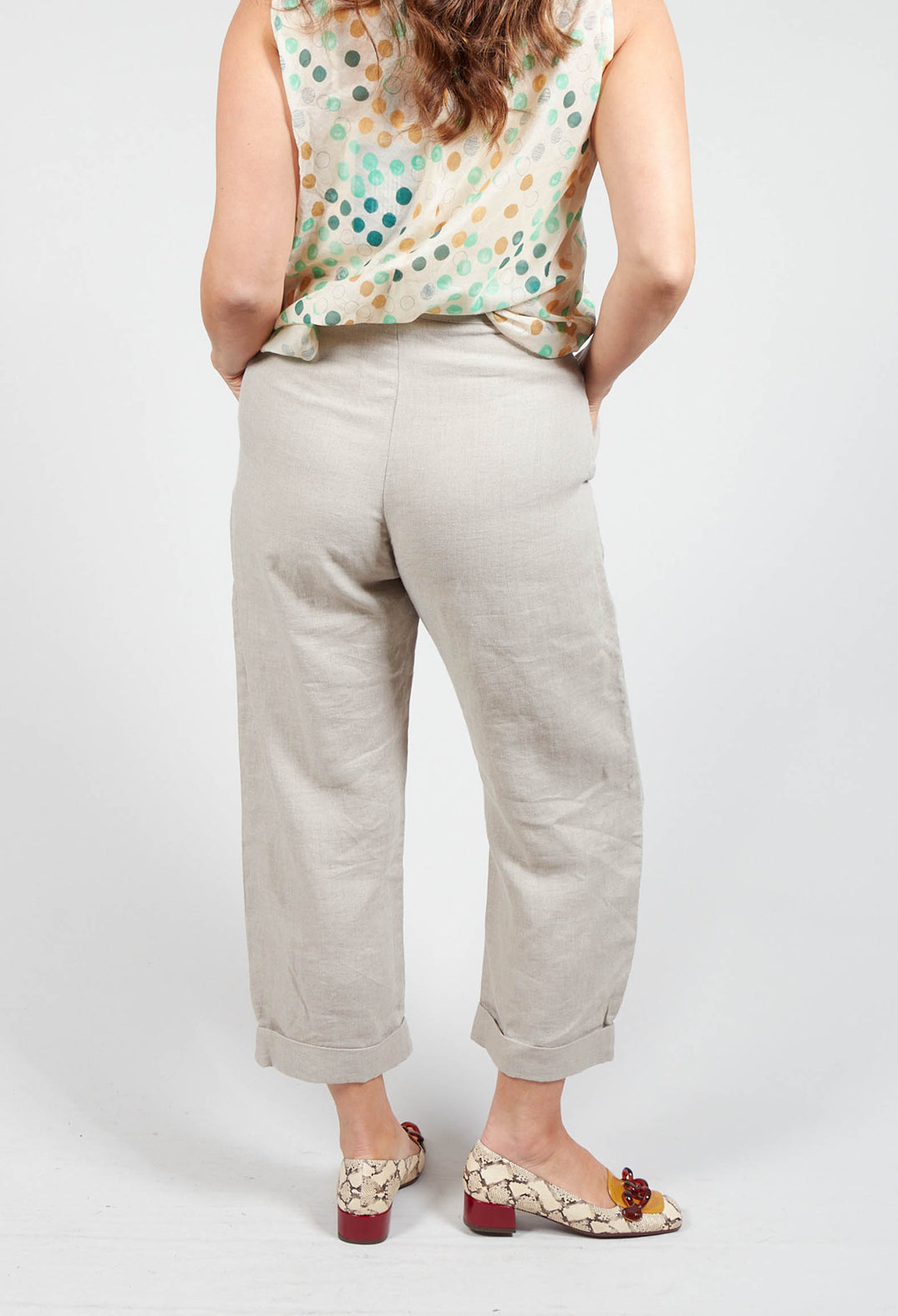 Straight Leg Trousers with Tie Front in Fawn