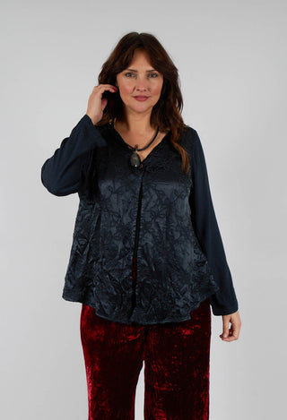 Satin Front Jacket with Embroidery in Storm
