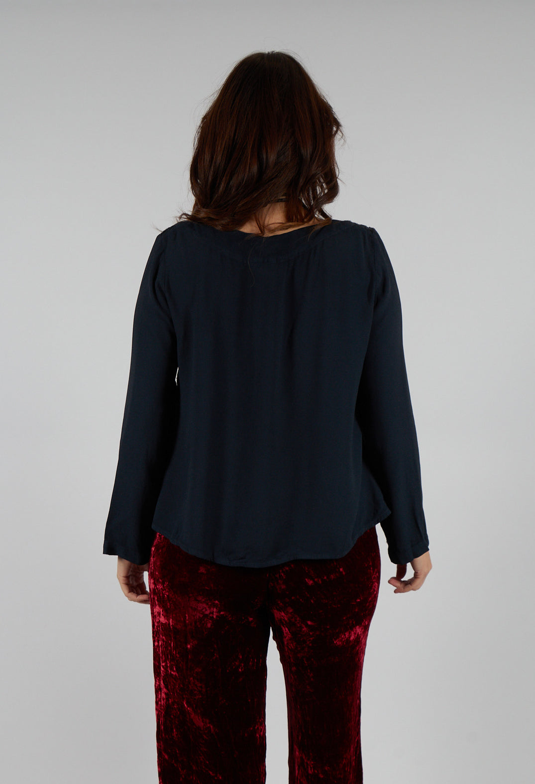 Satin Front Jacket with Embroidery in Storm